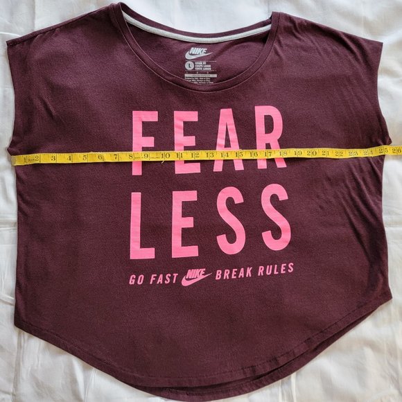 Nike Women's Fear Less Loose Fit Tee, Size L, Maroon Burgundy - Picture 6 of 14